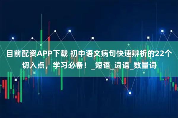 目前配资APP下载 初中语文病句快速辨析的22个切入点，学习必备！_短语_词语_数量词