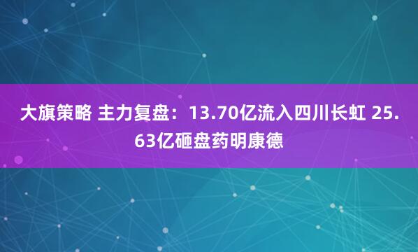 大旗策略 主力复盘：13.70亿流入四川长虹 25.63亿砸盘药明康德